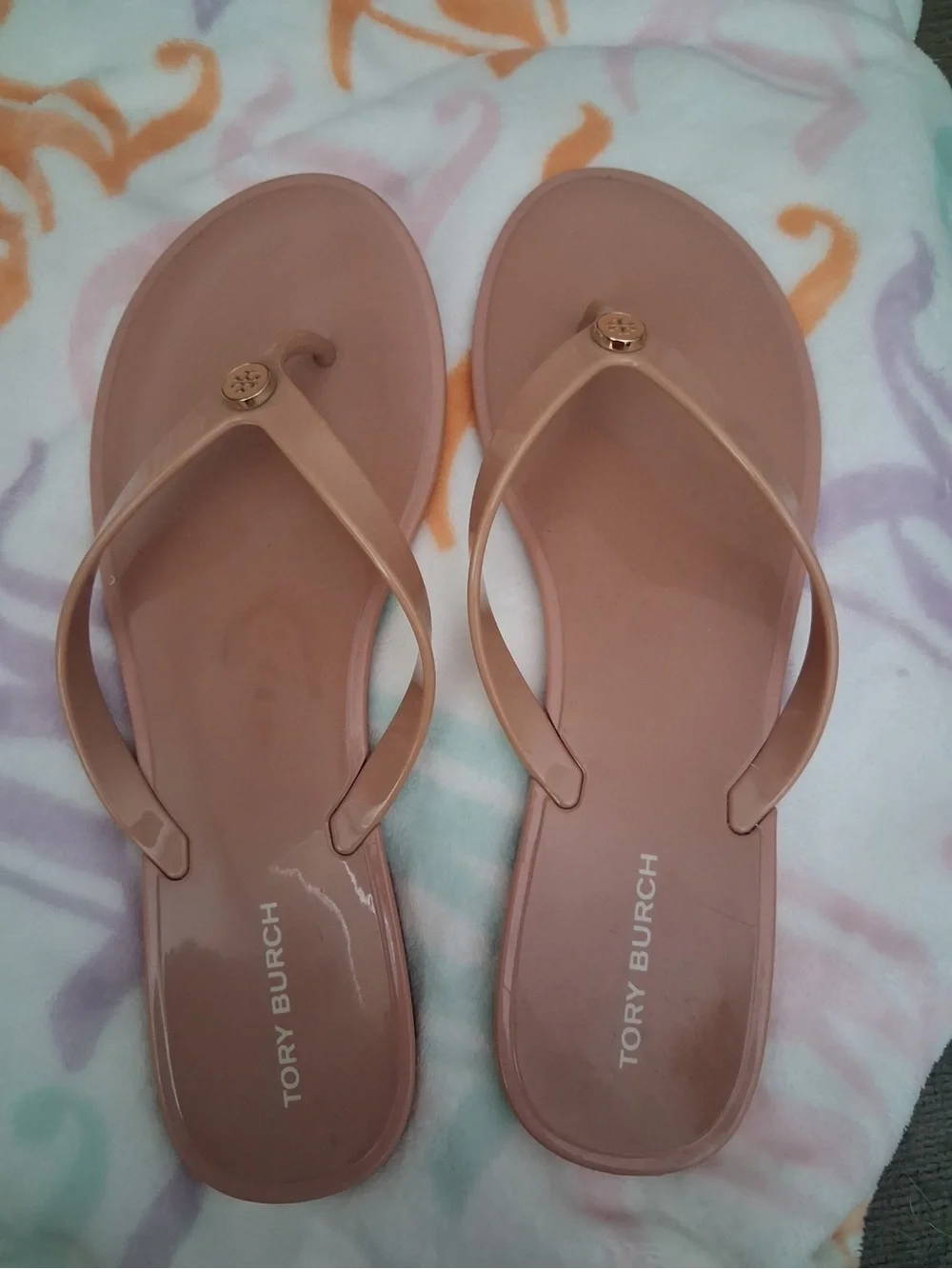 Tory Burch Mauve Pink Logo Thong Sandals